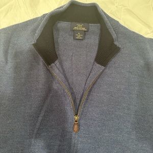 Brooks brothers blue men’s sweater zip vest extra fine Marino 100% wool XL